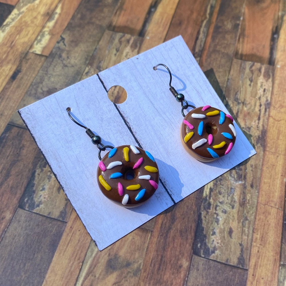 Donuts with Rainbow Sprinkles Dangle Earrings